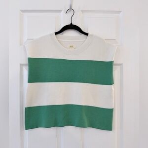 Anthropologie Maeve Sleeveless Green/White Sweater Striped Top - Women’s L
